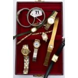 A SELECTION OF LADIES WRISTWATCHES, to include a 1930s manual wind wristwatch with gold case and