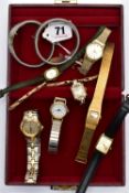 A SELECTION OF LADIES WRISTWATCHES, to include a 1930s manual wind wristwatch with gold case and