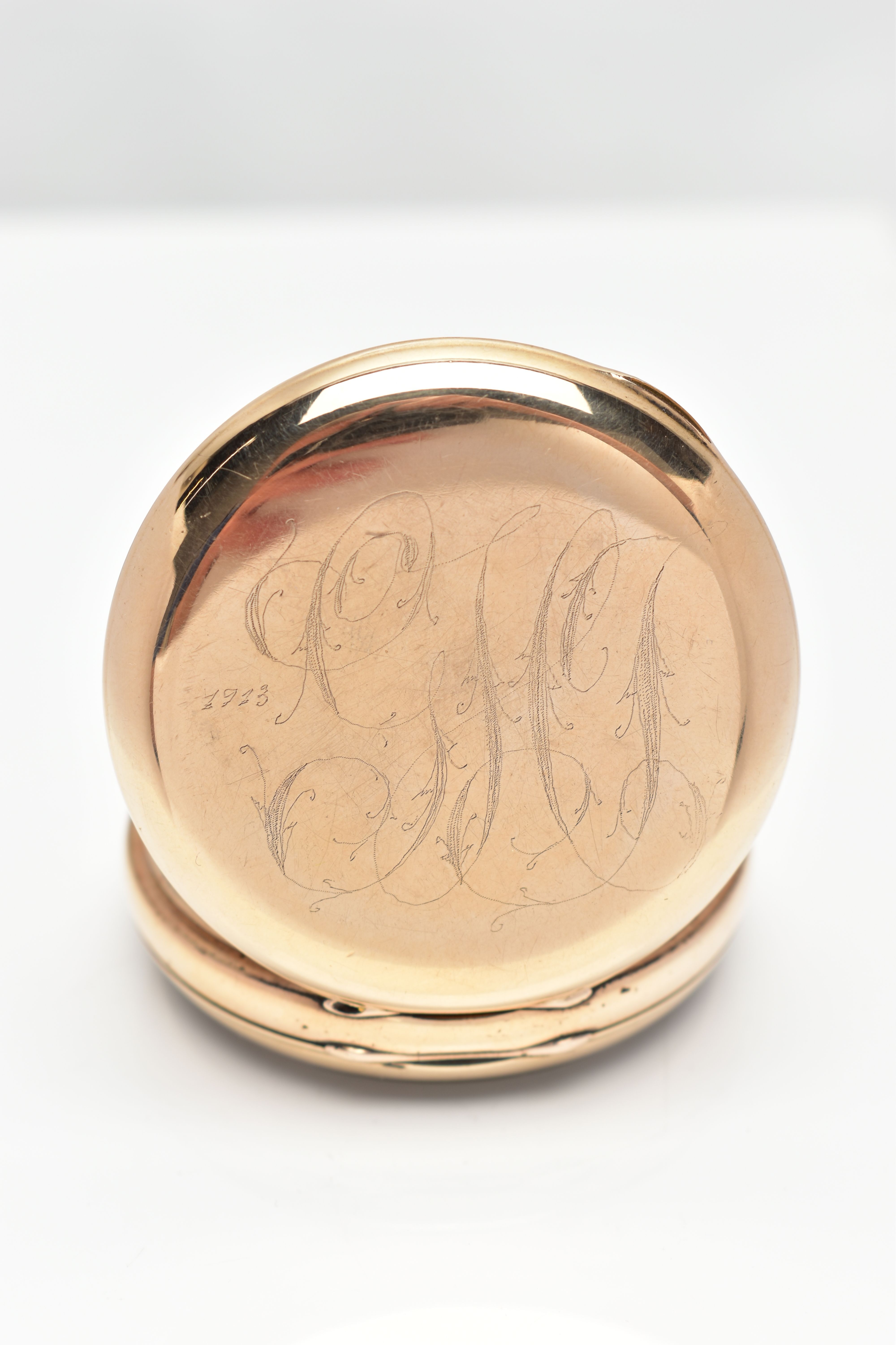 A GOLD PLATED 'WALTHAM' OPEN FACE POCKET WATCH, manual wind, round white dial signed 'American - Image 2 of 6