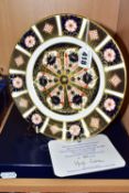 A BOXED ROYAL CROWN DERBY 'THE YORKSHIRE ROSE PLATE' in Imari pattern with Yorkshire Rose motifs,