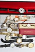 A SELECTION OF GENTLEMENS WATCHES, to include a Garrad quartz gold plated stainless steel