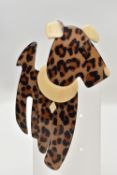 A 'LEA STEIN' BROOCH, modelled as 'Ric the dog' terrier, leopard print body with crem collar, ears