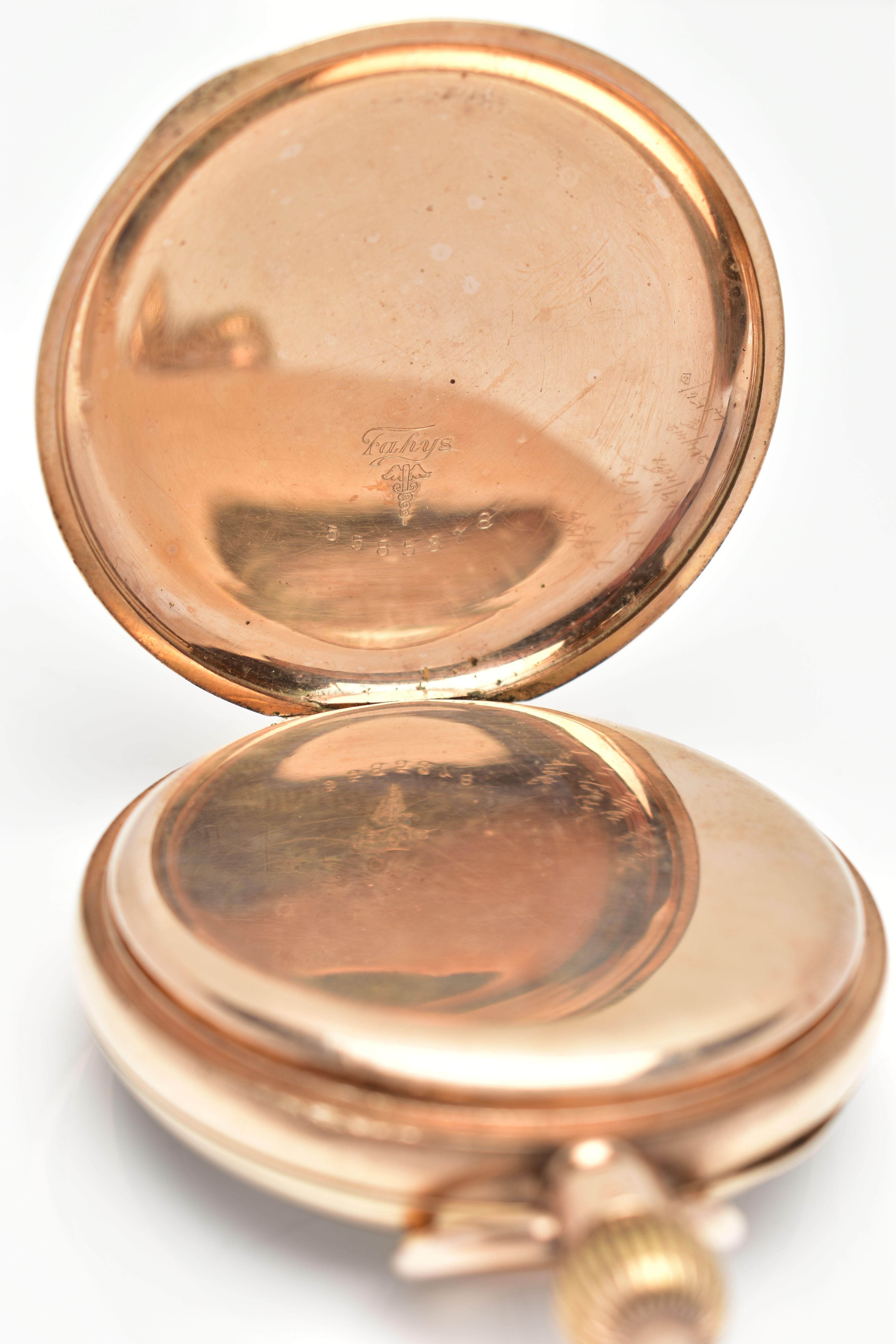 A GOLD PLATED 'WALTHAM' OPEN FACE POCKET WATCH, manual wind, round white dial signed 'American - Image 3 of 6