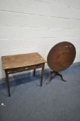 A GEORGIAN BOW FRONT SIDE TABLE, with a single frieze drawer, on square tapered legs, width 82cm x