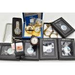AN ASSORTMENT OF POCKET WATCHES, to include a yellow metal cased 'Rotary' half hunter skeleton