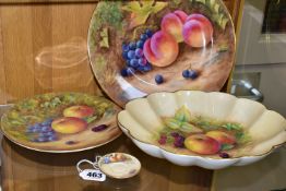 FOUR PIECES OF HAND-PAINTED CHINA BY FORMER ROYAL WORCESTER PAINTER FRANCIS CLARK, comprising a