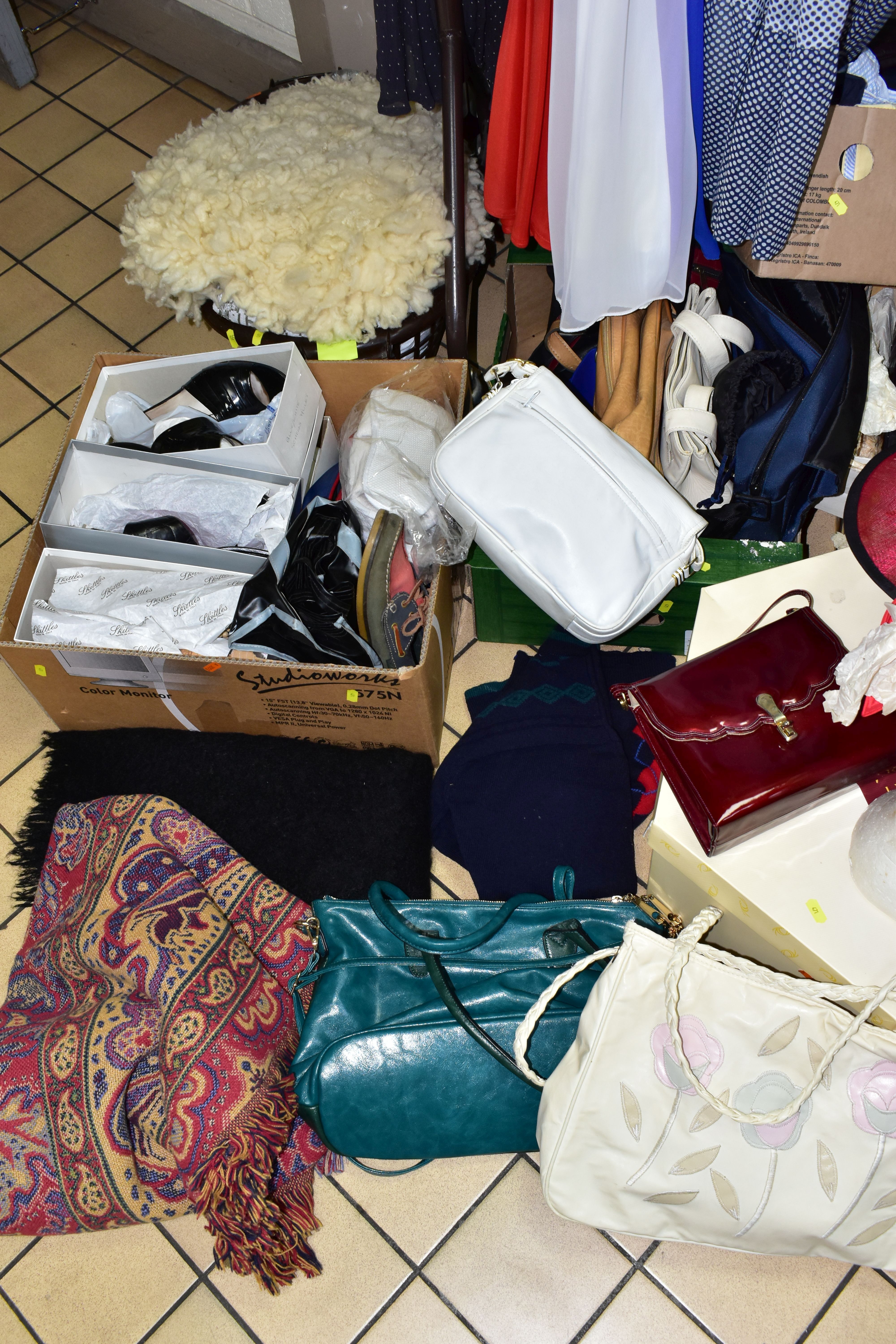 A QUANTITY OF LADIES' CLOTHING, SHOES AND ACCESSORIES ETC, to include a red Frank Usher evening - Image 5 of 27