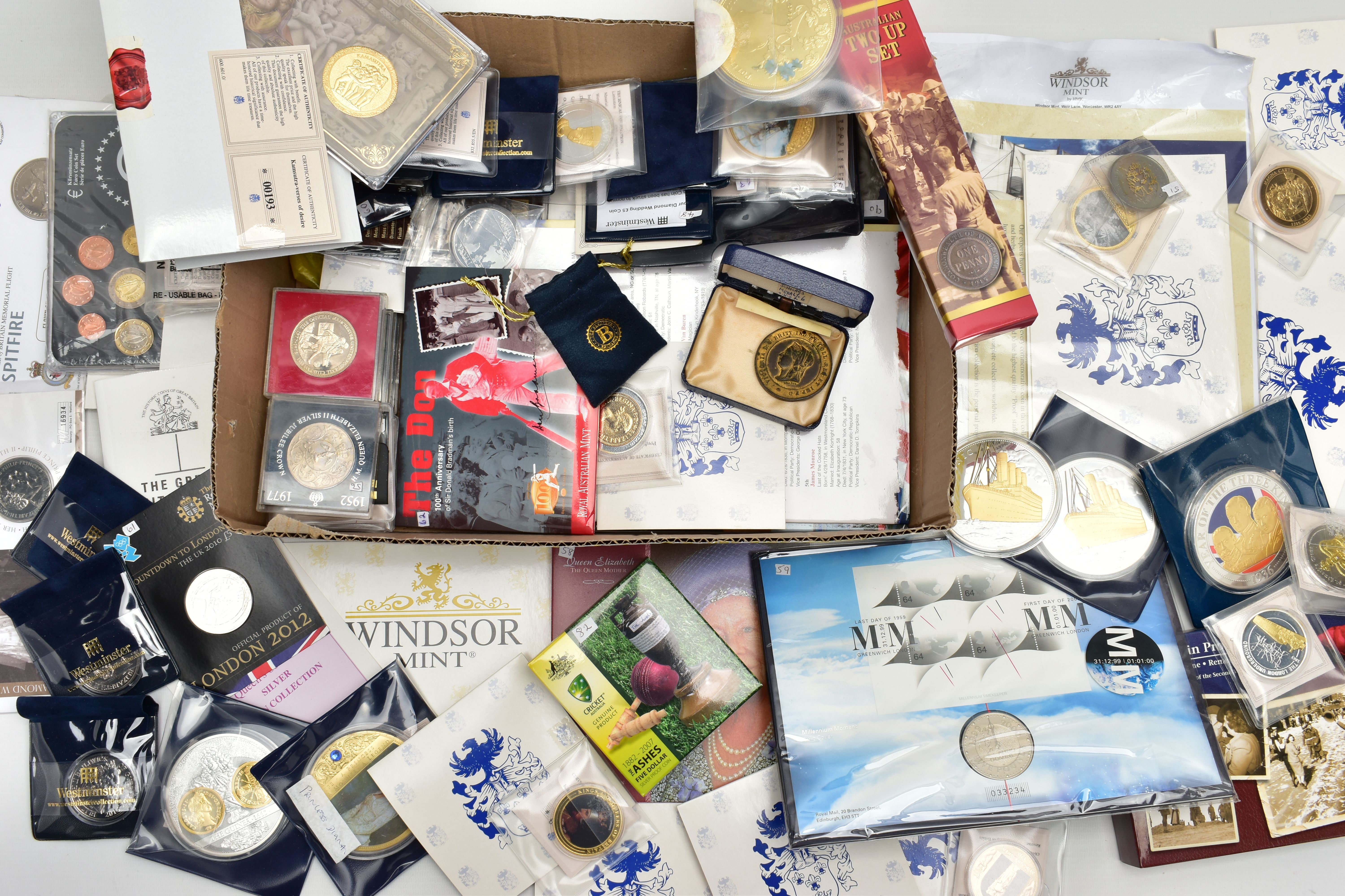 A LARGE AMOUNT OF COINS AND COMMEMORATIVES, to include The Royal Mint, Australian Mint,