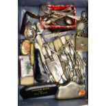 ASSORTED SILVER AND ITEMS, to include a white metal purse with an engraved monogram to the centre,