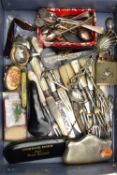 ASSORTED SILVER AND ITEMS, to include a white metal purse with an engraved monogram to the centre,