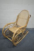 A MID CENTURY BAMBOO ROCKING CHAIR