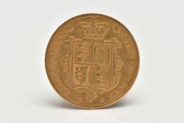 A WORN GOLD HALF SOVEREIGN VICTORIA SHIELD BACK 1846