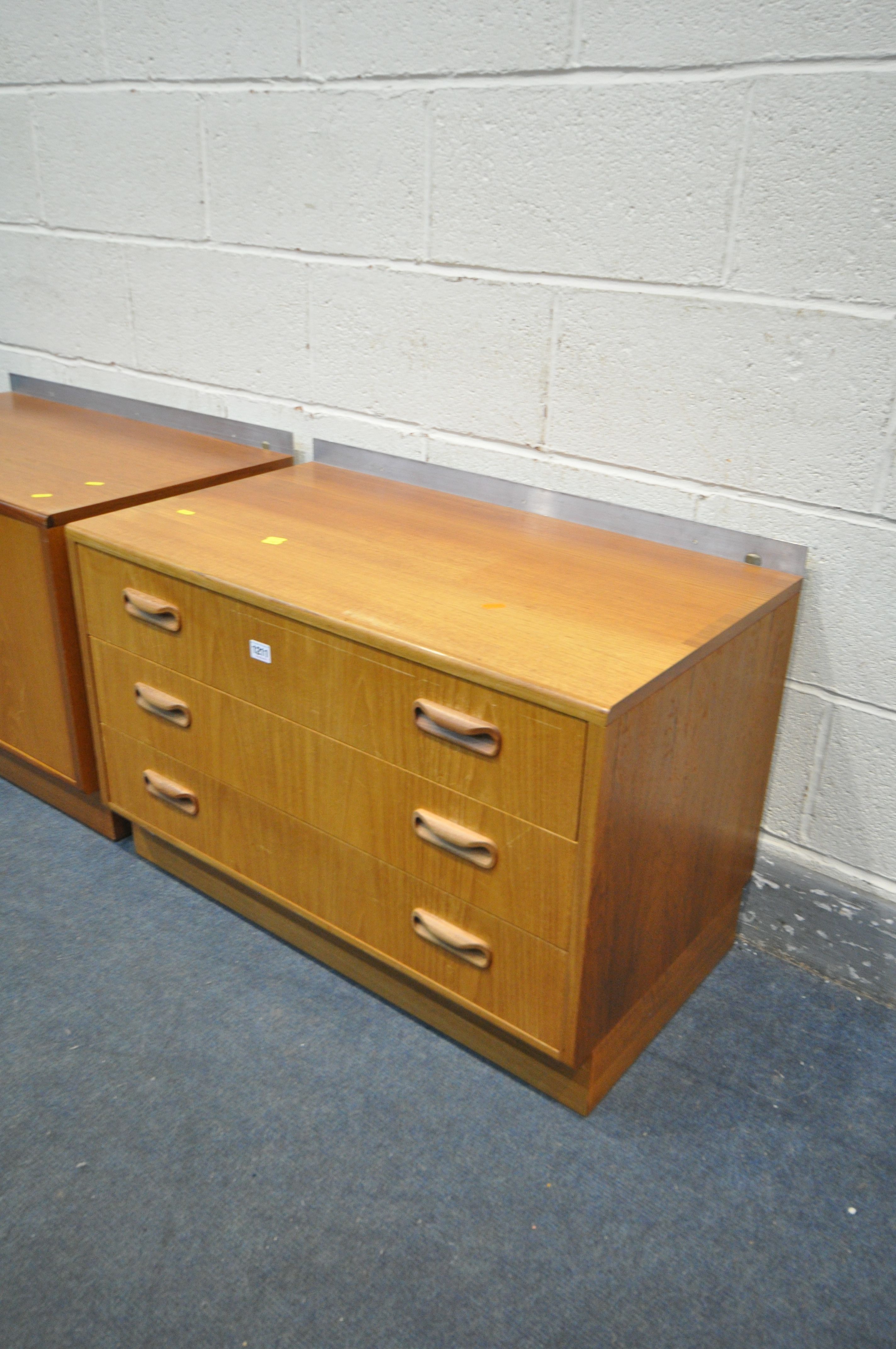 A G PLAN TEAK CHEST OF THREE DRAWERS, and a matching two door cupboard, width 82cm x depth 46cm x - Image 2 of 2