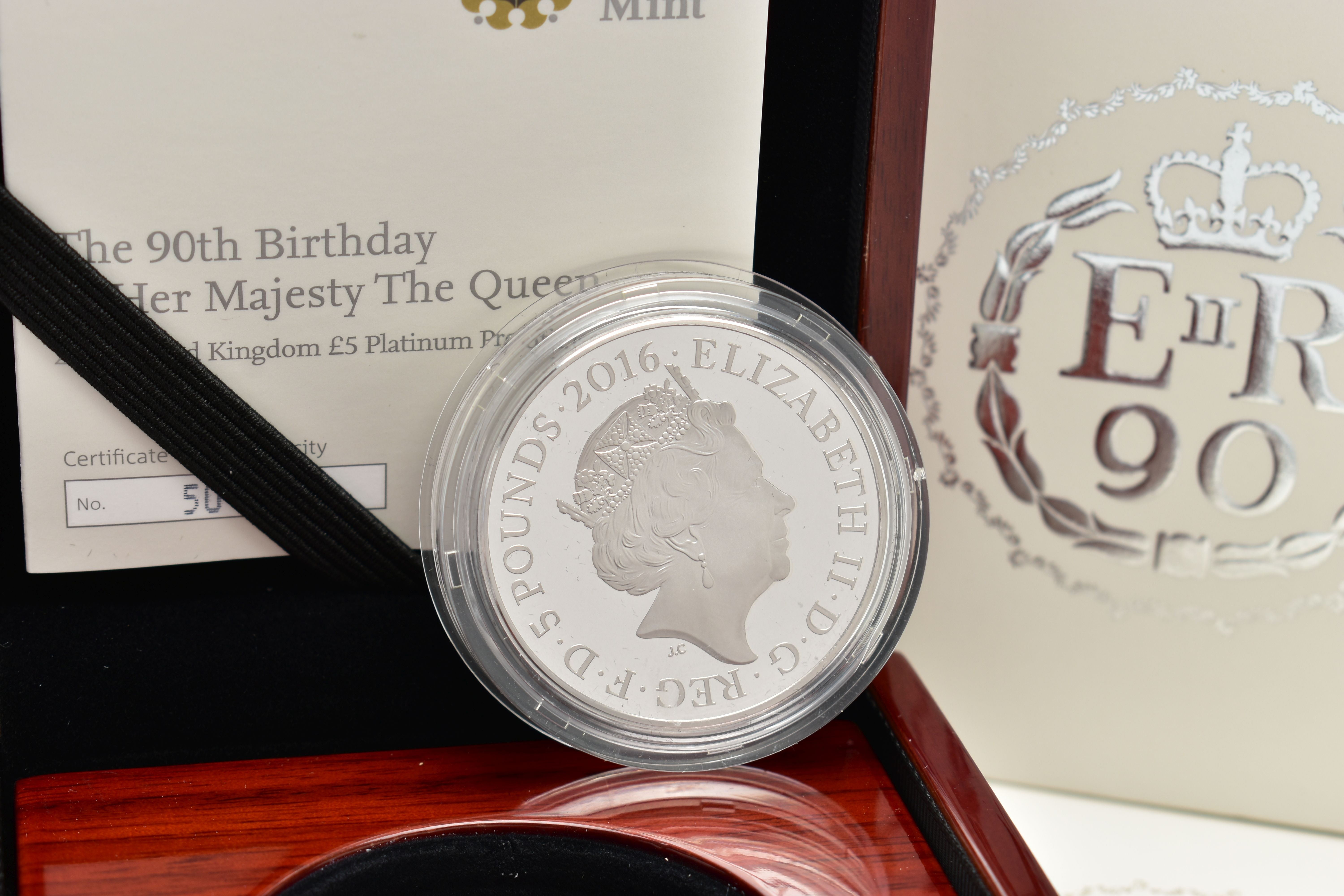 A ROYAL MINT UNITED KINGDOM HER MAJESTY QUEEN ELIZABETH II PLATINUM PIEDFORT PROOF 90th BIRTHDAY ( - Image 2 of 2