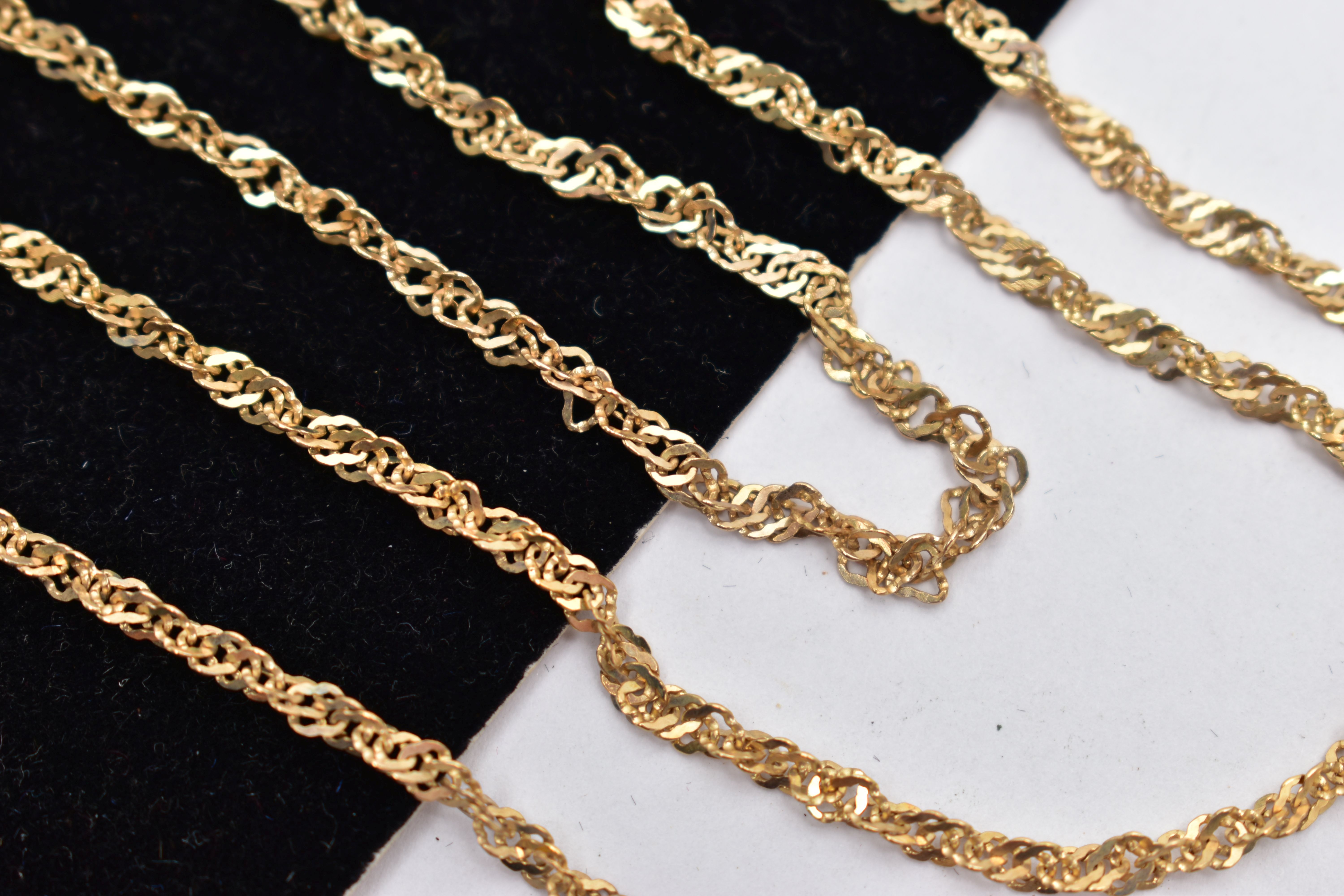 TWO 9CT GOLD SINGAPORE CHAINS, the first a yellow gold Singapore chain necklace, fitted with a - Image 2 of 2