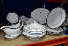 A WEDGWOOD 'MEDICI' PATTERN PART DINNER SET, comprising one large meat plate, six dinner plates,