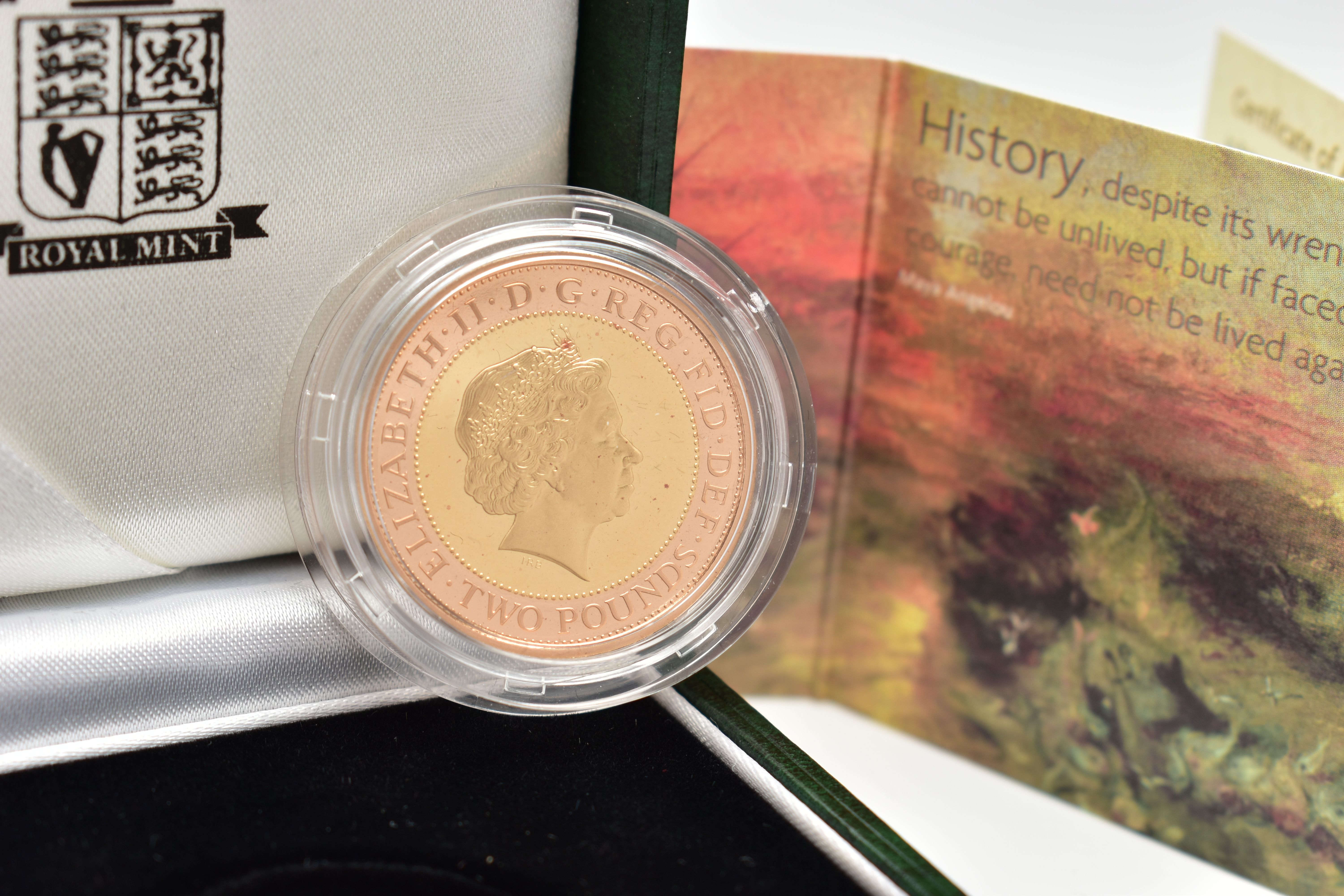 A ROYAL MINT 2007 GOLD PROOF ABOLITION OF THE SLAVE TRADE TWO POUND COIN, with red and yellow gold - Image 2 of 2