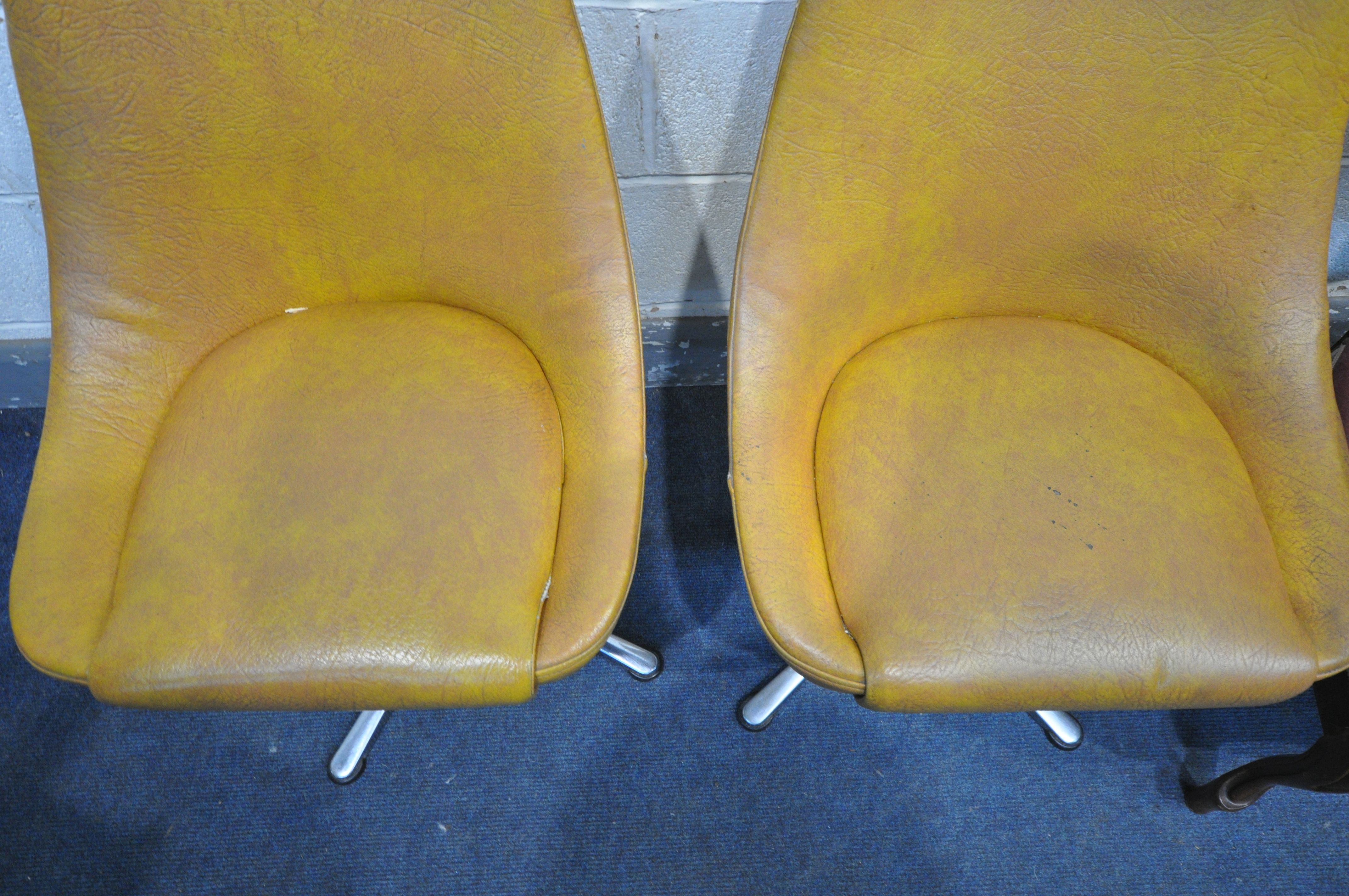 A PAIR OF ITALIAN STYLE MAHOGANY ARMCHAIRS, with open armrests, and pink upholstery, along with a - Image 3 of 4