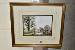 ATTRIBUTED TO LAWRENCE (LARRY ) RUSHTON (CONTEMPORARY) A WINTER LANDSCAPE, depicting farm