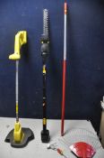 A KARCHER CORDLESS STRIMMER model no unknown with no charger, along with a G-tech HTO4 cordless