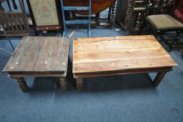 A MANGOWOOD RECTANGULAR COFFEE TABLE, length 110m x depth 61cm x height 41cm, and a similar