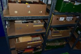 BOOKS, eight boxes containing approximately 240+ titles in hardback and paperback formats,