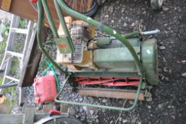 A VINTAGE WEBB SELF PROPELLED PETROL CYLINDER MOWER with 24in cut (engine pulls freely but hasn't