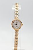 A LADIES 9CT GOLD 'AVIA' WRISTWATCH, quartz movement, round white dial signed 'Avia', Arabic