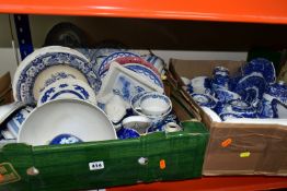 THREE BOXES OF BLUE AND WHITE CERAMICS, to include eighteen pieces of George Jones & Sons 'Abbey