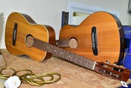 TWO CLASSIC ACOUSTIC GUITARS, a 1950's Florida guitar made in Germany (two missing strings,