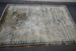 A 20TH CENTURY ORIENTAL RUG, 280cm x 184cm (condition:-stained finish)