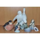 FIVE ROYAL COPENHAGEN FIGURES, comprising a mermaid holding a fish no 2348 height 6.5cm, a figure