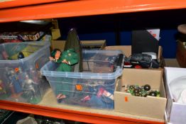 NINE BOXES OF VINTAGE TOYS, GAMES AND AIRFIX MODELS, to include an Australian Toys Duck-billed