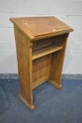 A STRIPPED OAK LECTERN, width 76cm x depth 40cm x height 128cm