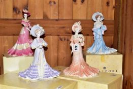 FOUR BOXED COALPORT HIGH SOCIETY COLLECTION FIGURINES, limited editions, comprising Lady Elizabeth