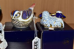 TWO BOXED ROYAL CROWN DERBY PAPERWEIGHTS, comprising Goldcrest, with gold stopper and date cypher
