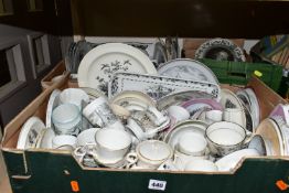 THREE BOXES OF CERAMICS, to include a collection of mainly nineteenth and twentieth century
