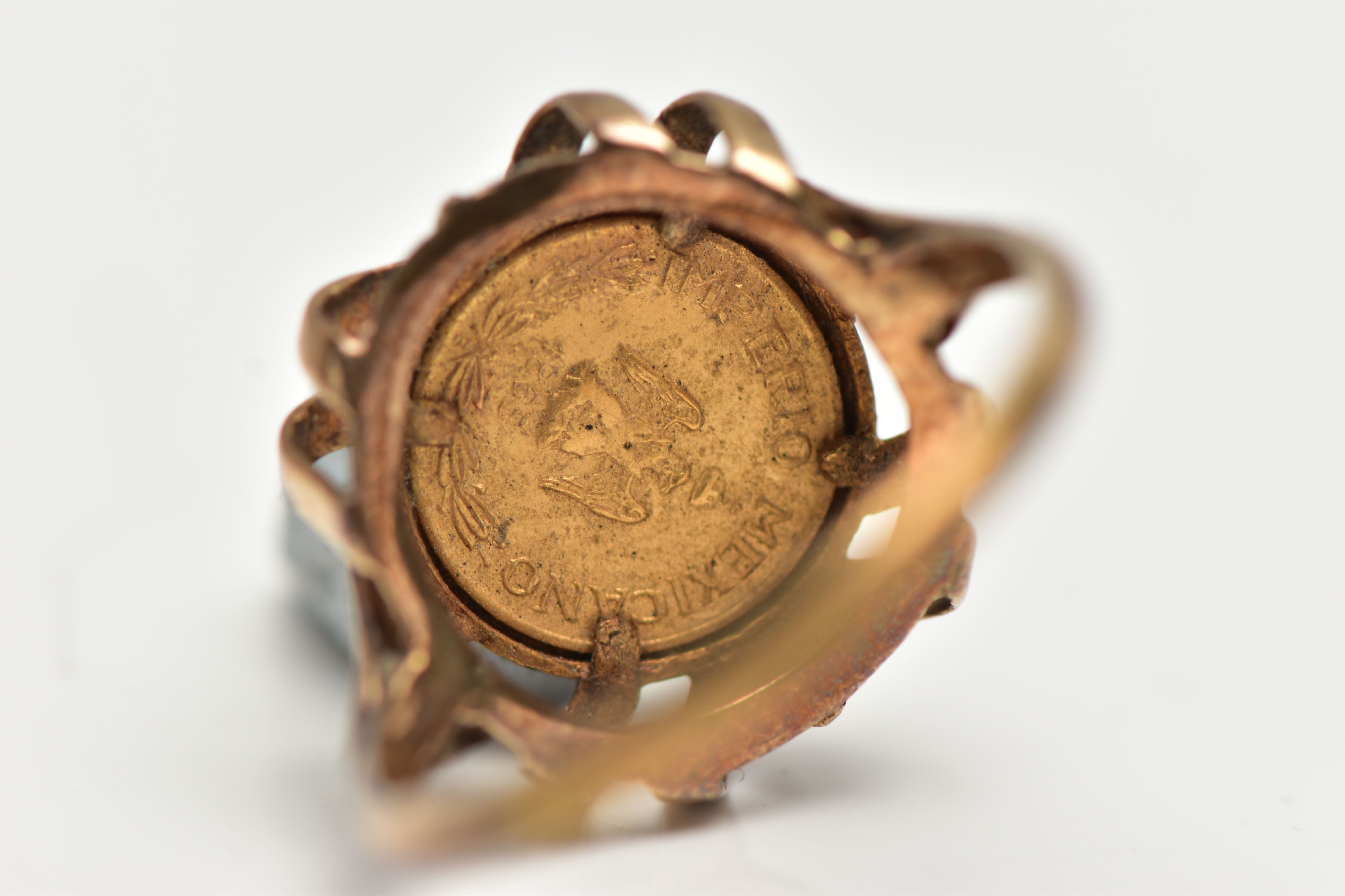 A 9CT YELLOW GOLD COIN RING WITH MEXICAN COIN, the ring set with a Mexican Maximiliano coin, dated - Image 5 of 5