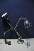 TWO ANGLEPOISE LAMPS comprising a E.D.L three arm industrial machinist lamp along with a vintage