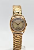 A 9CT GOLD 'CYMA' WRISTWATCH, manual wind, round silver dial signed 'Cyma', Arabic numerals,