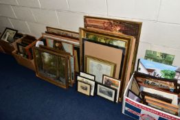 A LARGE QUANTITY OF ASSORTED PRINTS ETC, to include topographical engravings, print reproductions of