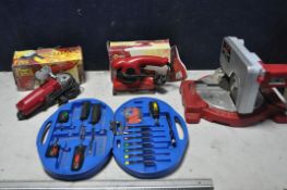 A COLLECTION OF POWER DEVIL POWERTOOLS to include a Power Devil PDW5013 Mitre saw, Power devil