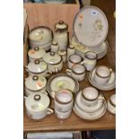 DENBY MEMORIES SIX PLACE DINNER SET, comprising dinner plates, breakfast bowls, coffee pot, cups,