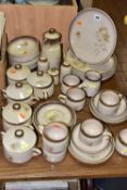 DENBY MEMORIES SIX PLACE DINNER SET, comprising dinner plates, breakfast bowls, coffee pot, cups,