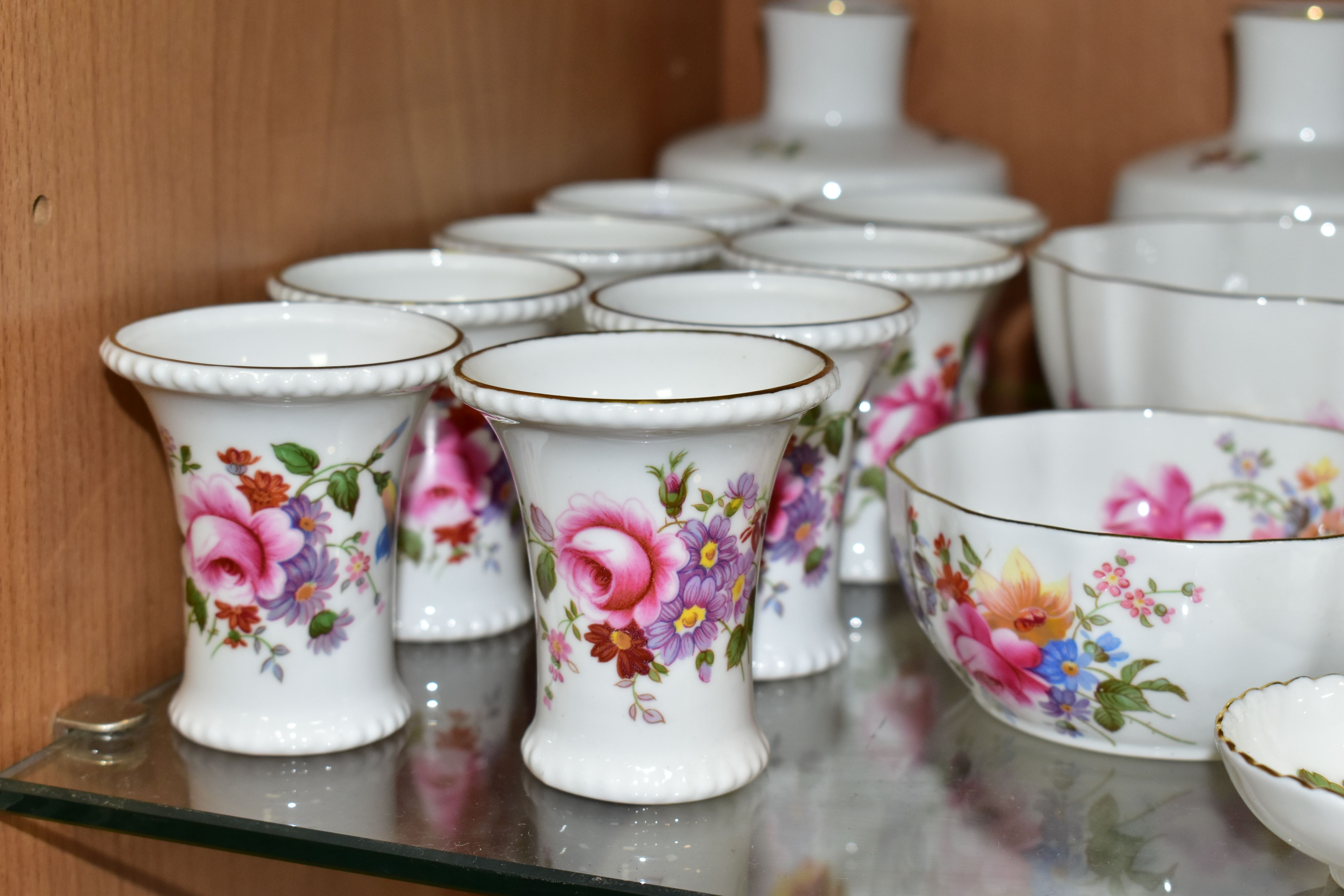 A QUANTITY OF ROYAL CROWN DERBY 'DERBY POSIES' PATTERN GIFT WARE, comprising jugs, preserve pots, - Image 5 of 18