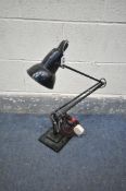 A HERBERT TERRY AND SONS BLACK FINISH ANGLE POISE DESK LAMP (condition:-worn finish) and a selection
