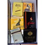 A BOX OF CIGARETTE AND CIGAR PACKETS, most having part contents, to include Sobranie Black Russian