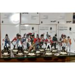 THIRTEEN BOXED THE STADDEN COLLECTION 'NAPOLEONIC WAR' MILITARY FIGURES, hand painted pewter