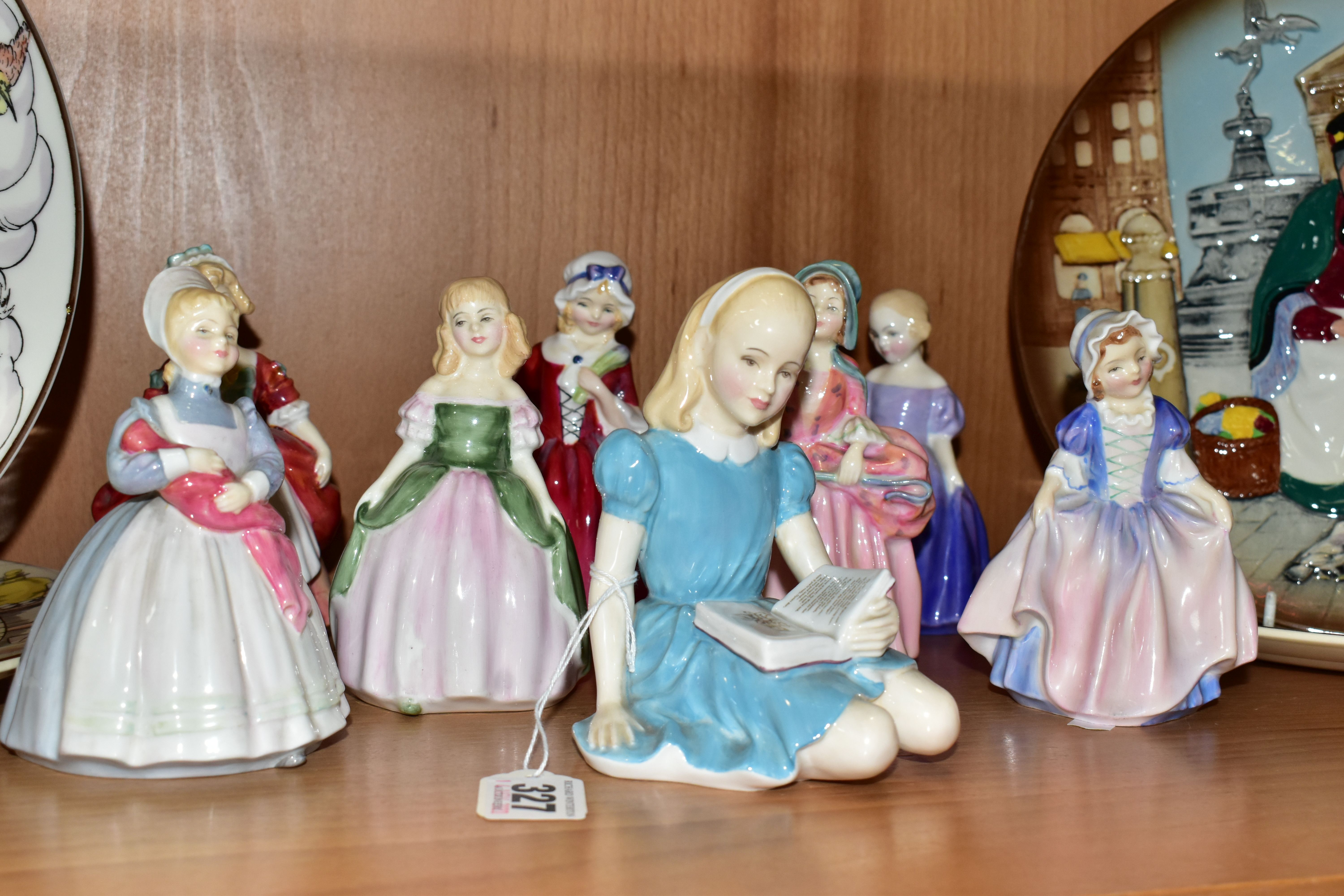 A GROUP OF ROYAL DOULTON FIGURINES AND PLATES, comprising Alice HN2158, The Rag Doll HN2142, Valerie - Image 4 of 7