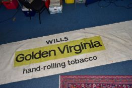 A LARGE GOLDEN VIRGINIA HAND-ROLLING TOBACCO BANNER, measures 390cm x 111cm (1) (Condition report: